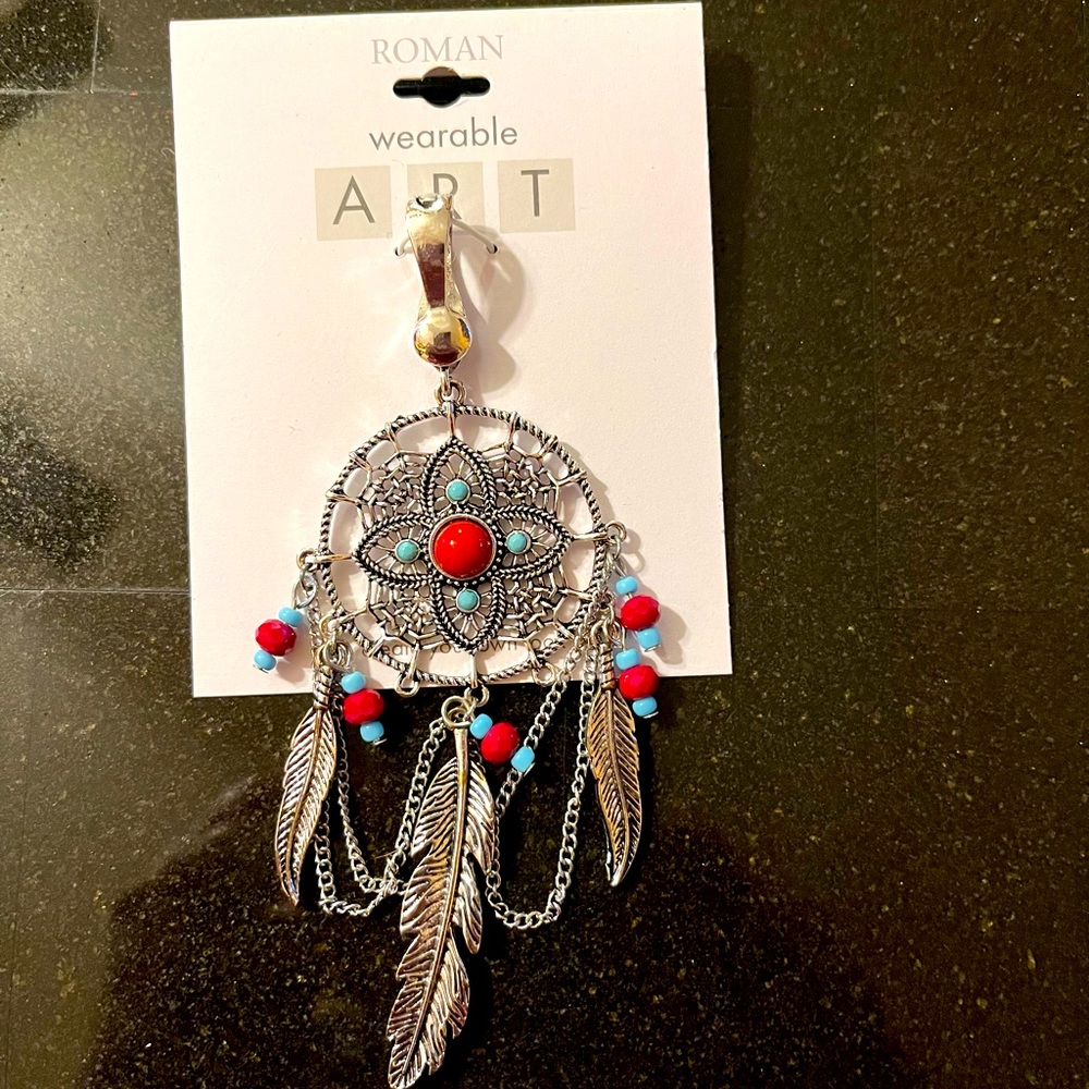 Wearable art by Roman dream catcher pendant